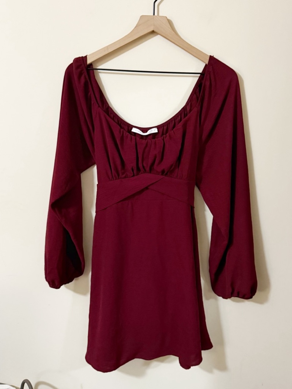 Altar'd State Womens Maroon Fit and Flare Dress Size Large Tie in Back